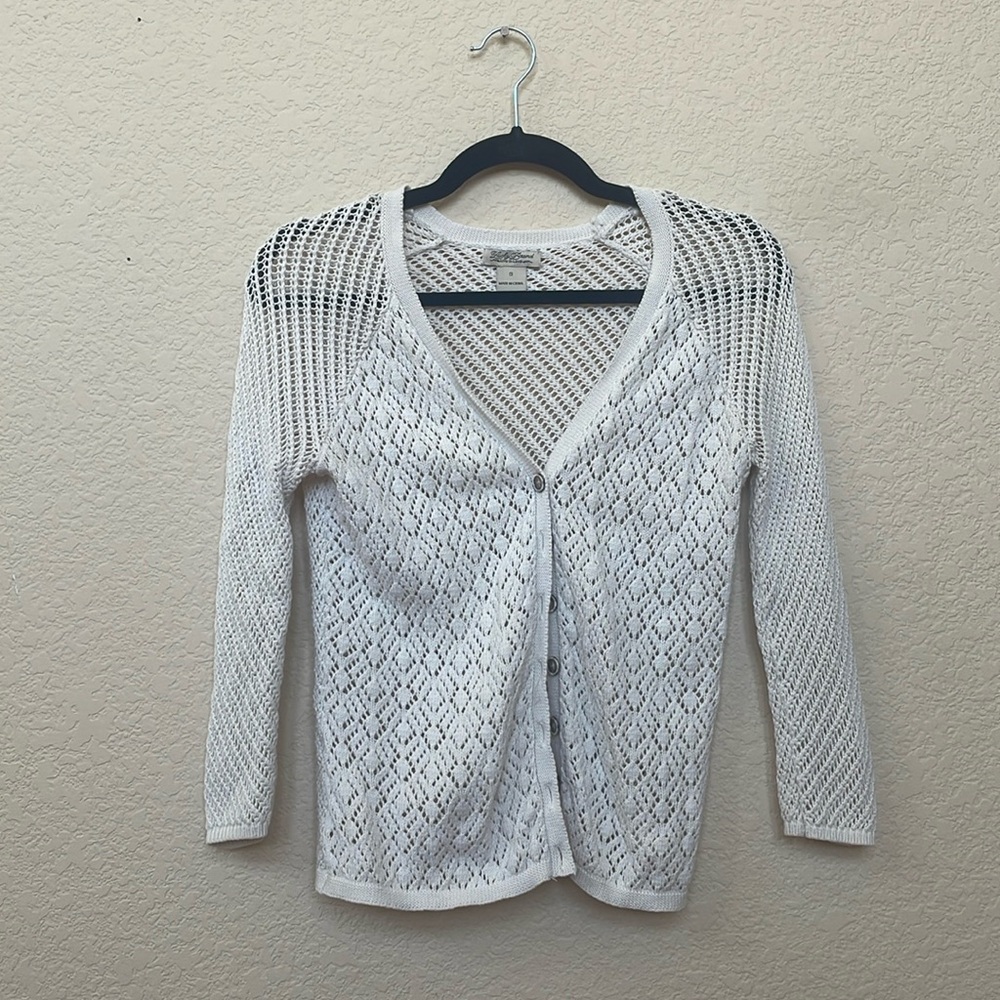 Lucky Brand Cream Crochet Cardigan Size Small
